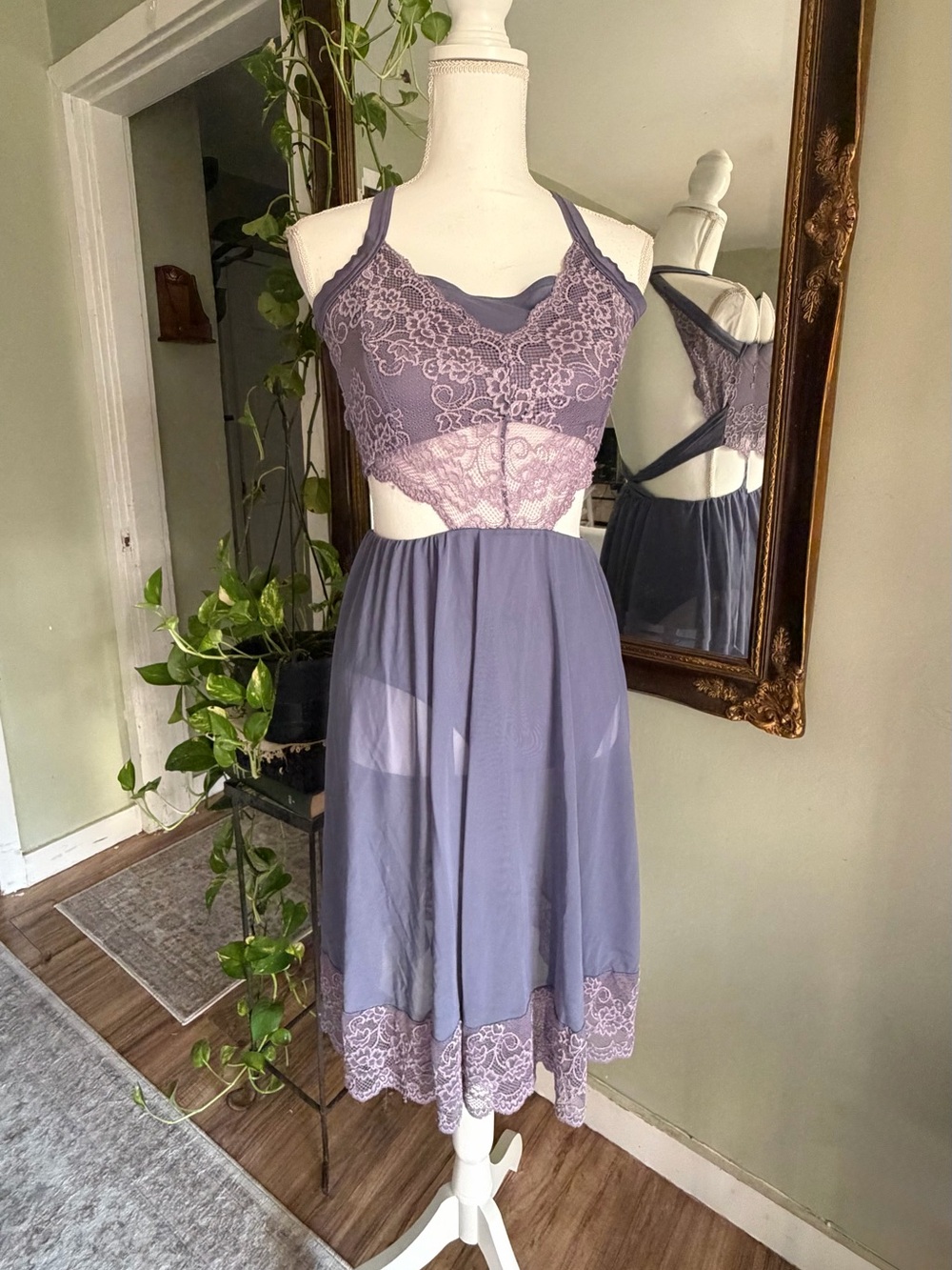 Dance outfit Weissman Lavender Lace-Trim Sheer Chemise